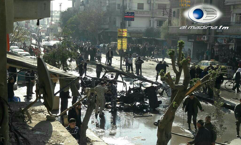 انفجار حافلة ركاب في حي عكرمة بمدينة حمص - 5 كانون الأول 2017 (المدينة إف إم)