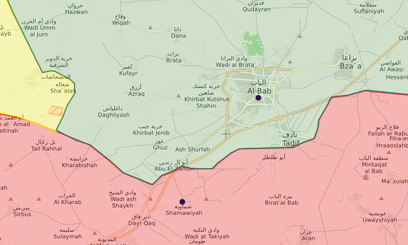 خريطة السيطرة شمالي حلب (liveuamap)
