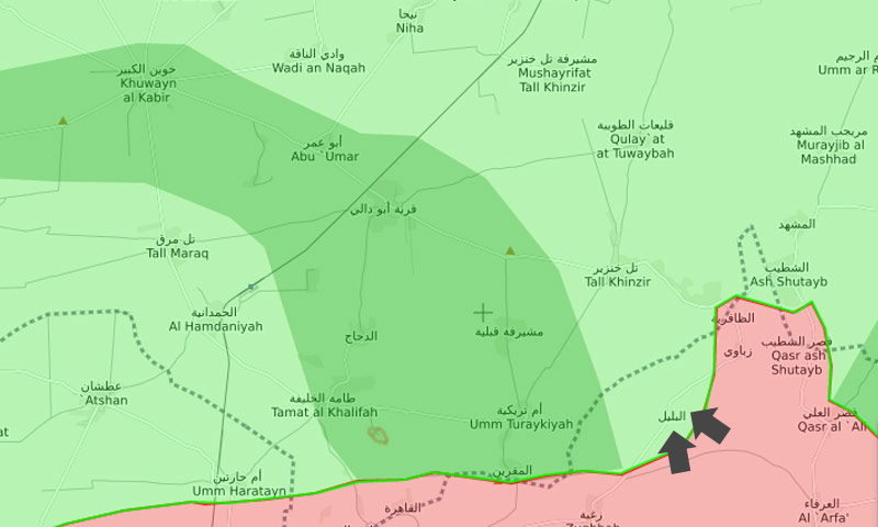 خارطة السيطرة شرقي حماة - 4 كانون الأول 2017 (liveuamap)
