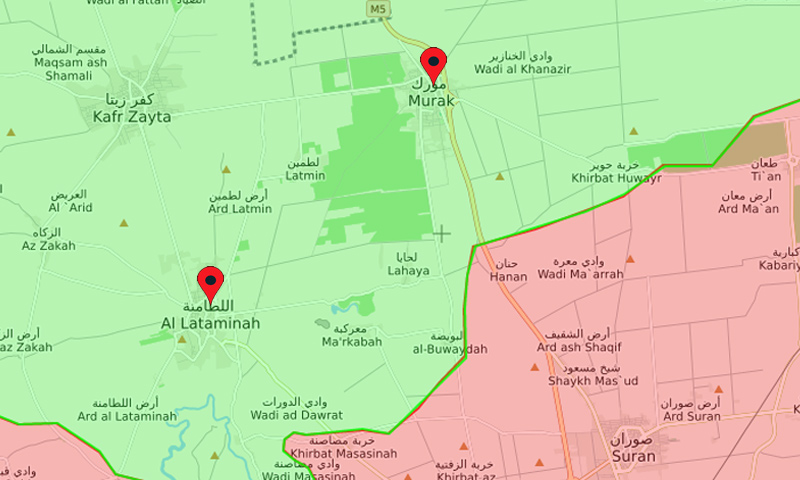 خريطة توزع السيطرة في ريف حماة الشمالي - 30 كانون الأول 2017 (livemap)