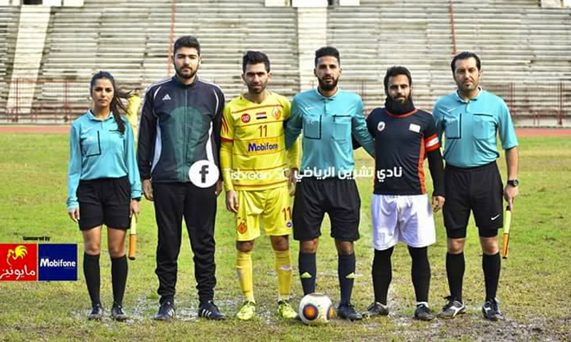 حكم الراية أليسار بدور في مباراة تشرين وقلعة حلب في كأس الجمهورية (نادي تشرين الرياضي)
