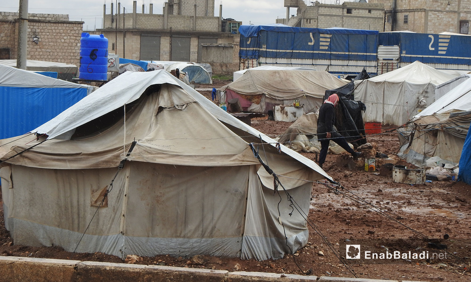 معاناة سكان مخيم مرج دابق في فصل الشتاء بريف حلب الشمالي - 19 كانون الثاني 2018 (عنب بلدي)