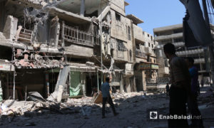 الدمار الناتج عن قصف جوي على مدينة عربين بريف دمشق- تموز 2016 (عنب بلدي) 