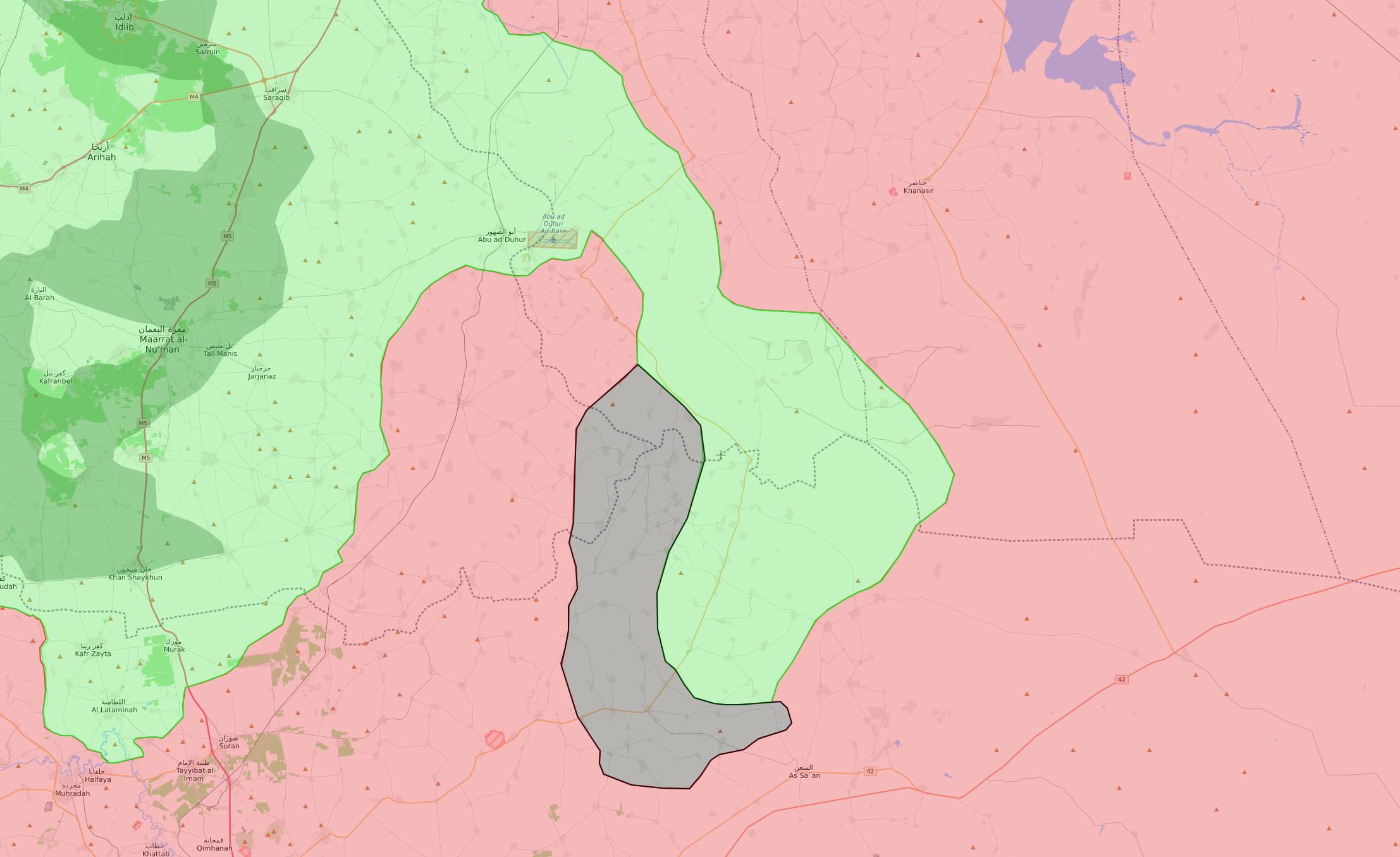 خريطة السيطرة في ريف إدلب الجنوبي الشرقي - 17 كانون الثاني 2018 (livemap)