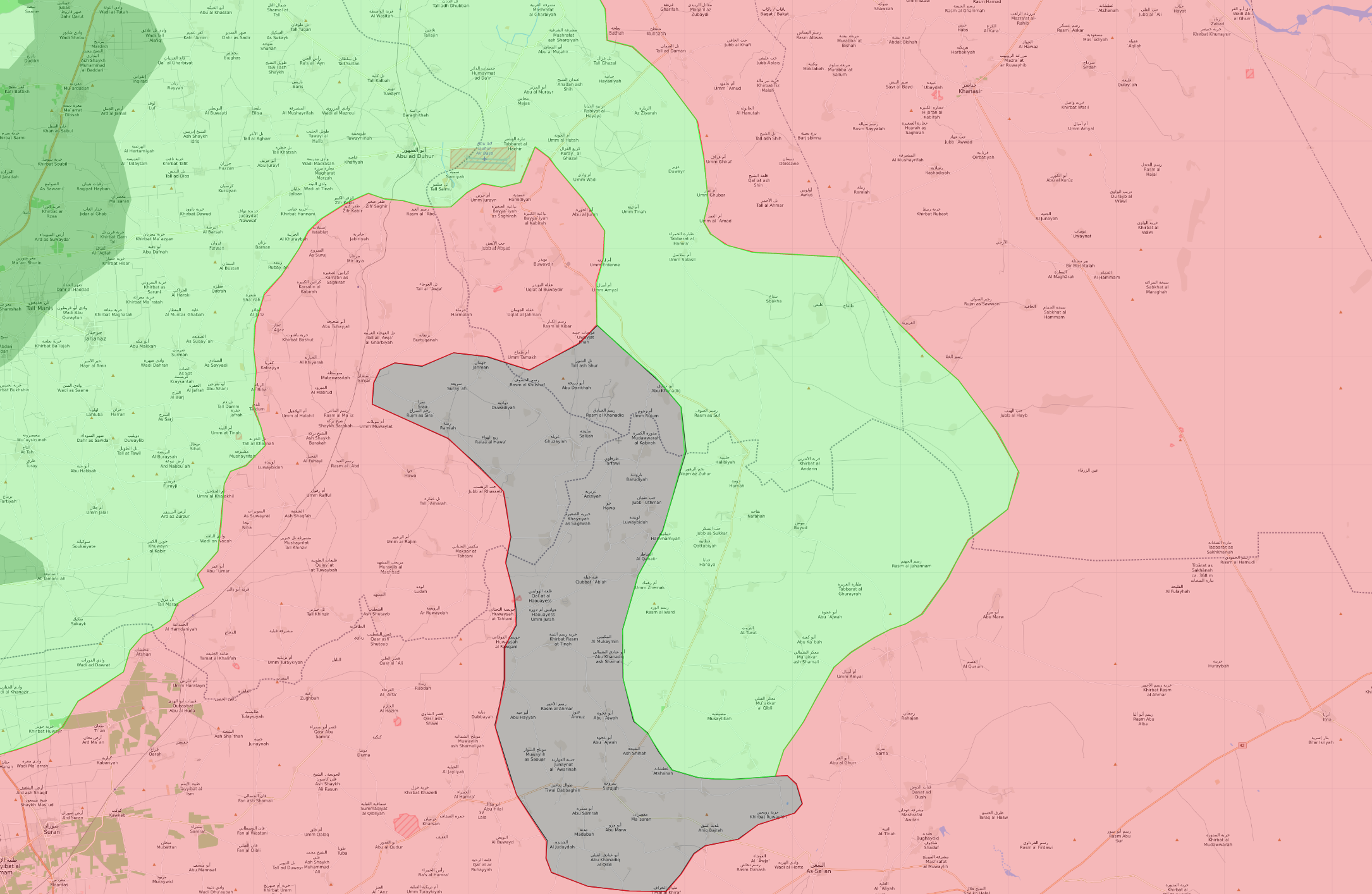 خريطة السيطرة الميدانية في ريف إدلب الشرقي - 17 كانون الثاني 2018 (livemap)