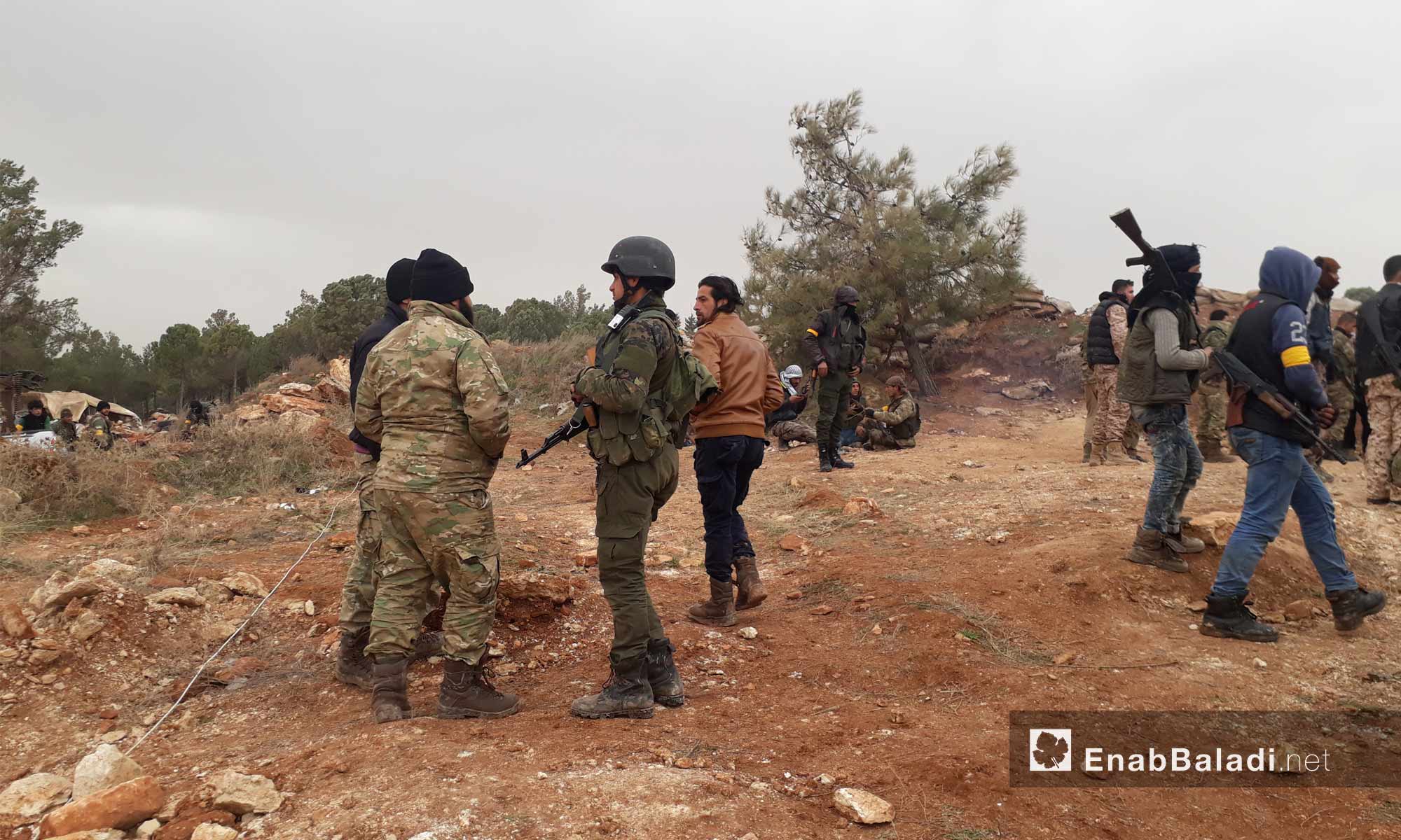عناصر من فصائل الجيش الحر على جبل برصايا شمالي حلب بعد السيطرة عليه - 22 كانون الثاني 2018 (عنب بلدي)