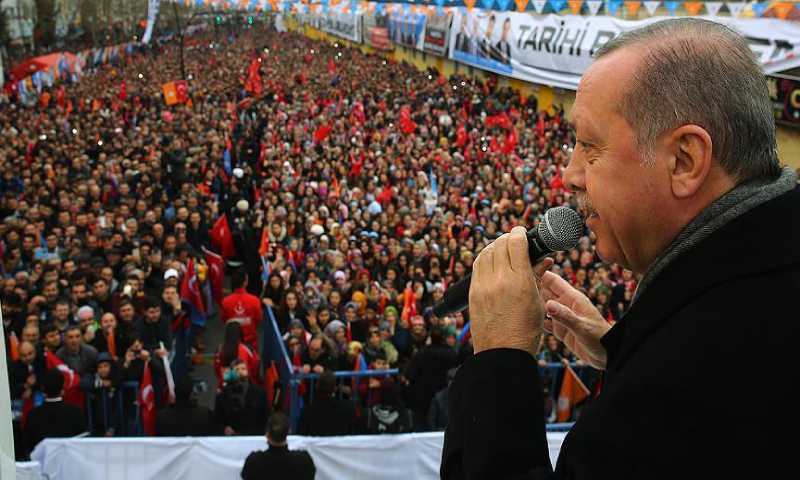 كلمة الرئيس التركي رجيب طيب أردوغان في مدينة بورصة التركية- 21 كانون الثاني(الأناضول)