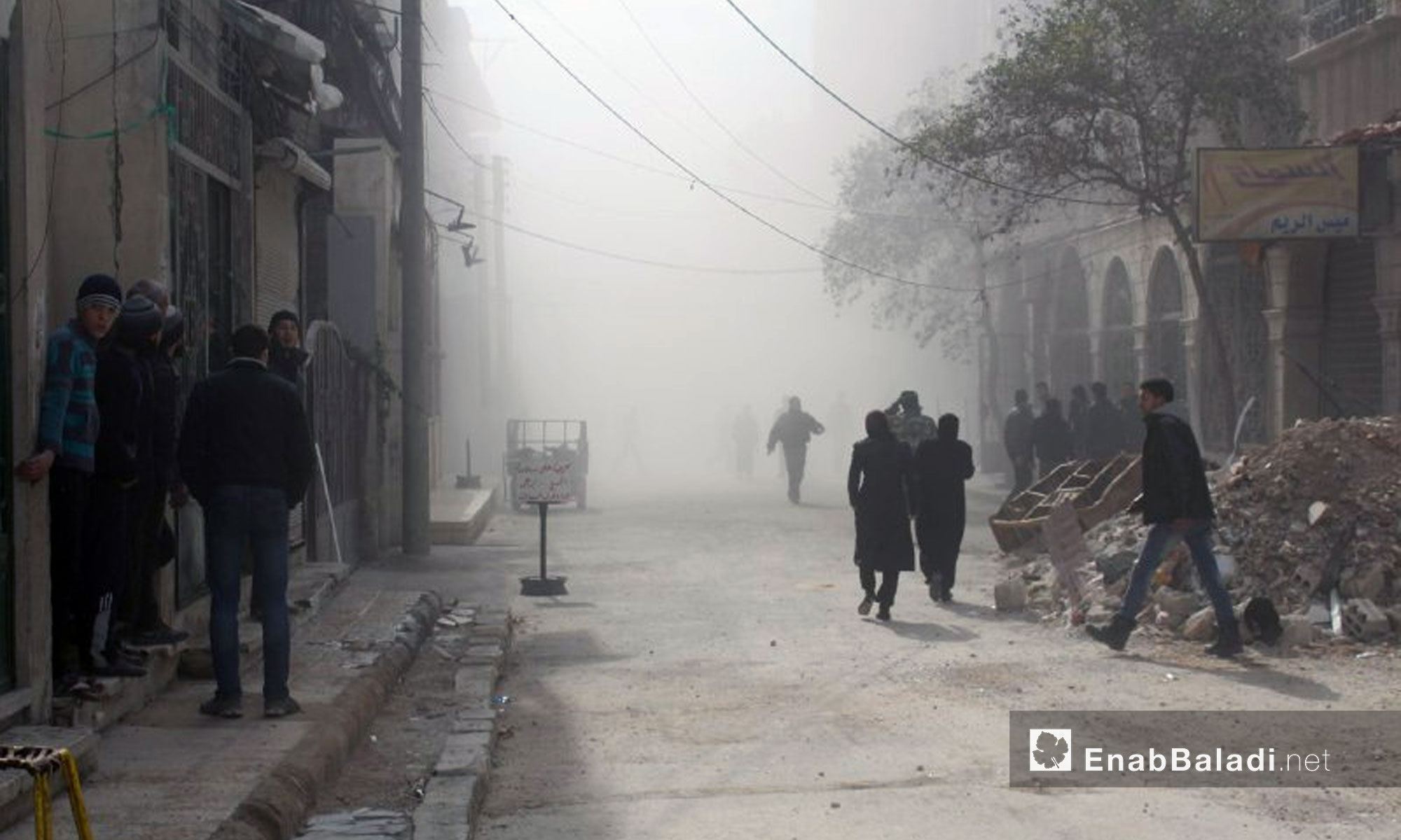 قصف بالطيران الحربي على بلدة حمورية في الغوطة الشرقية - 6 شباط 2018 (عنب بلدي)