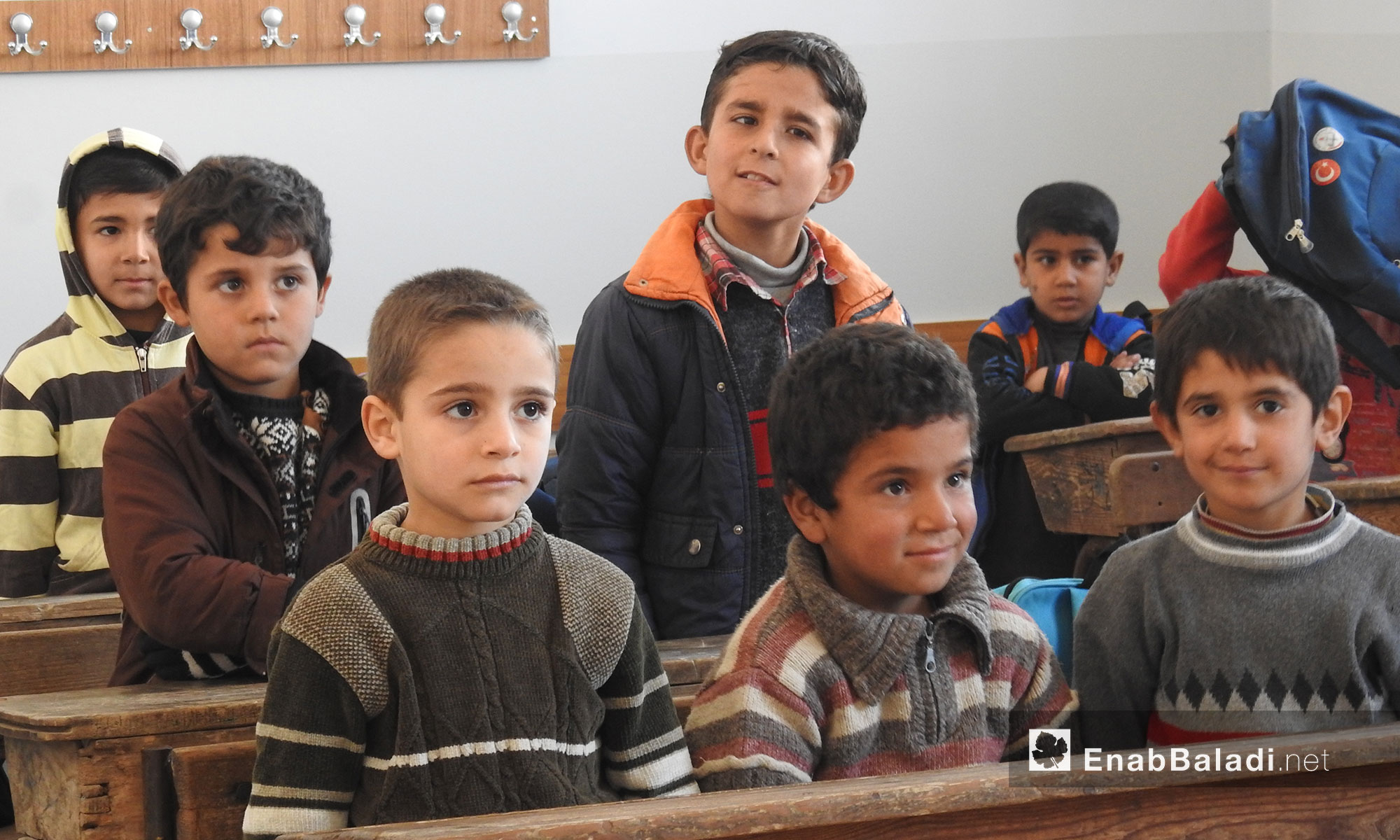 طلاب يبدؤون الفصل الثاني للعام الدراسي  في مدارس بلدة دابق بريف حلب الشمالي - 5 شباط  2018 (عنب بلدي)
