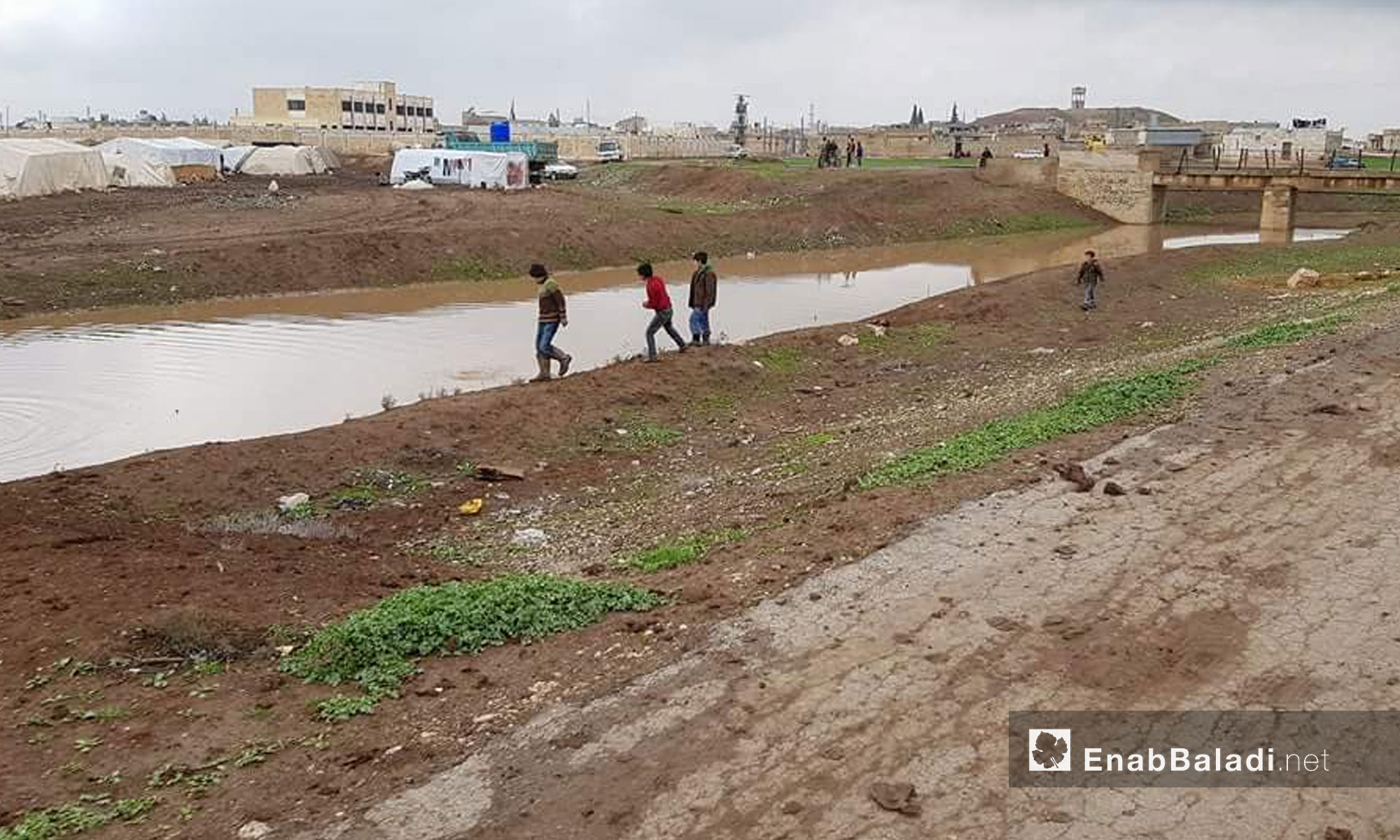 نهر قويق يعود إلى الجريان  بعد انقطاع طويل شمالي حلب - 28 شباط 2018 (عنب بلدي)