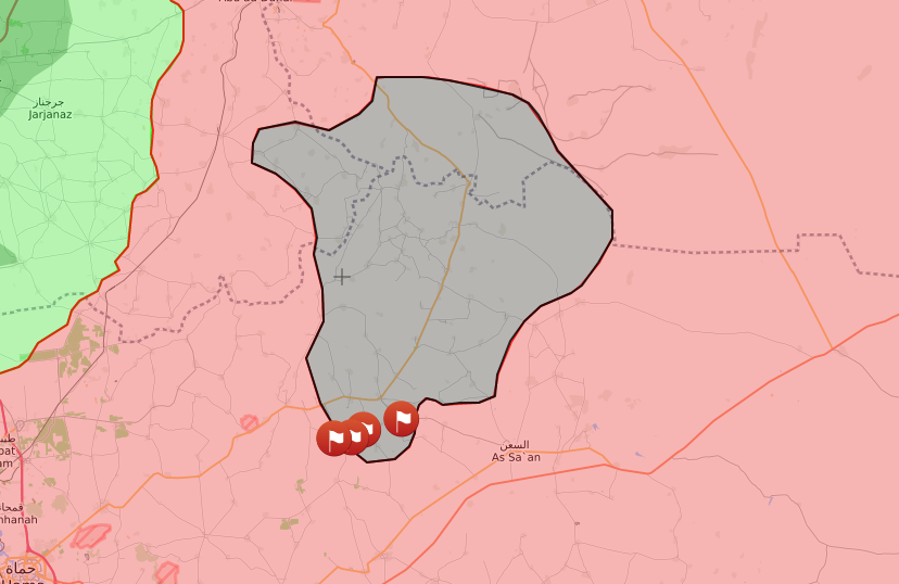 خريطة توضح نفوذ تنظيم الدولة الإسلامية في ريف حماة الشرقي - 5 شباط 2018 (LM)