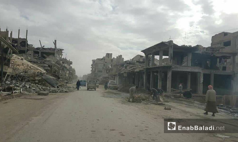 حي مدمر في مدينة الرقة- 1 آذار 2018 (عنب بلدي)
