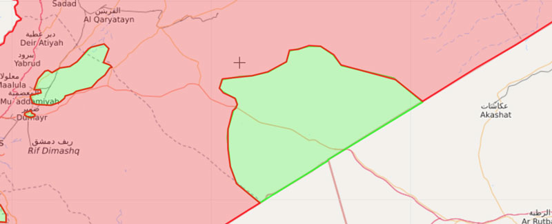 خريطة السيطرة في البادية السورية والقلمون - 18 آذار 2018 (livemap)