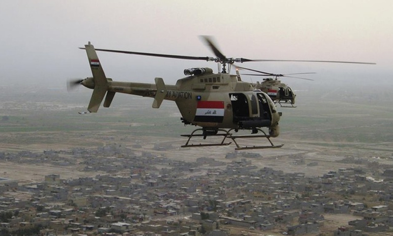 طائرات عراقية نوع هيلوكوبتر خلال العمليات العسكرية على مدينة الموصل - 2017 (انترنت)