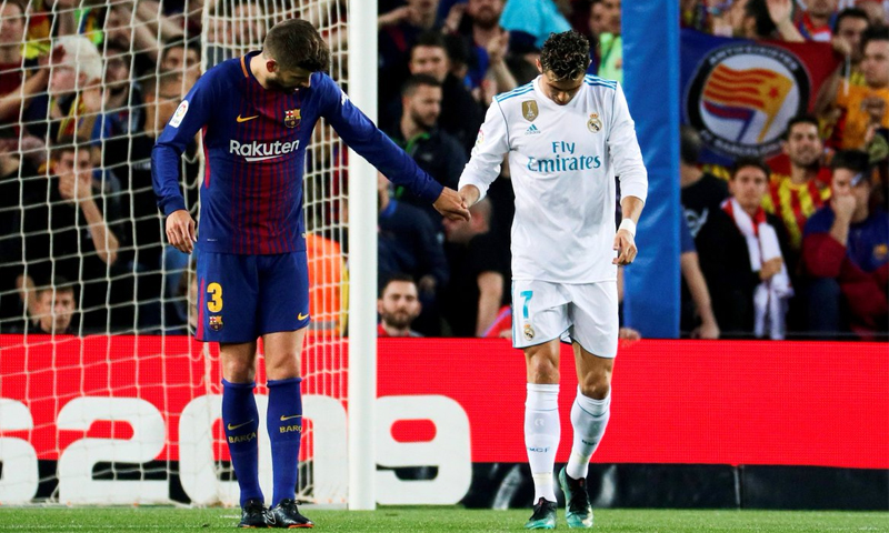 انتهت مواجهة برشلونة وريال مدريد بالتعادل الإيجابي-6 أيار 2018 (لا ليغا)