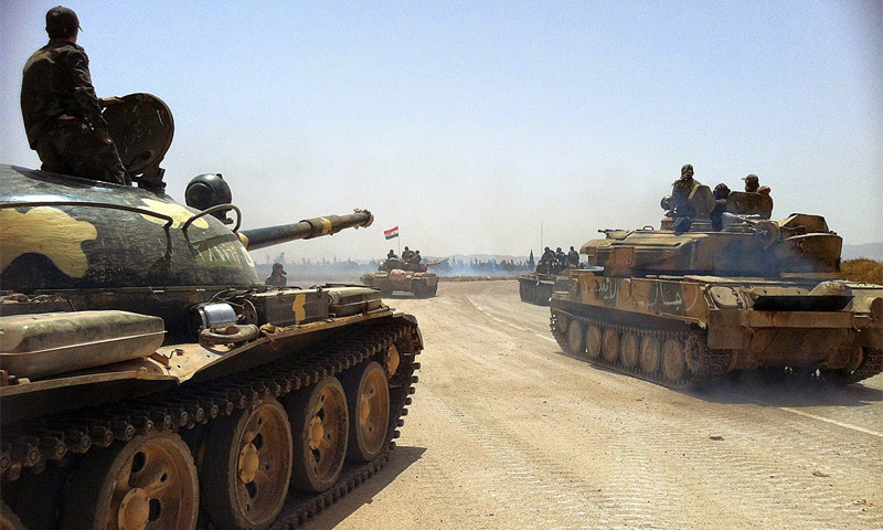  دبابات تابعة لقوات الأسد في محيط محافظة درعا - كانون الثاني 2017 (انترنت)
