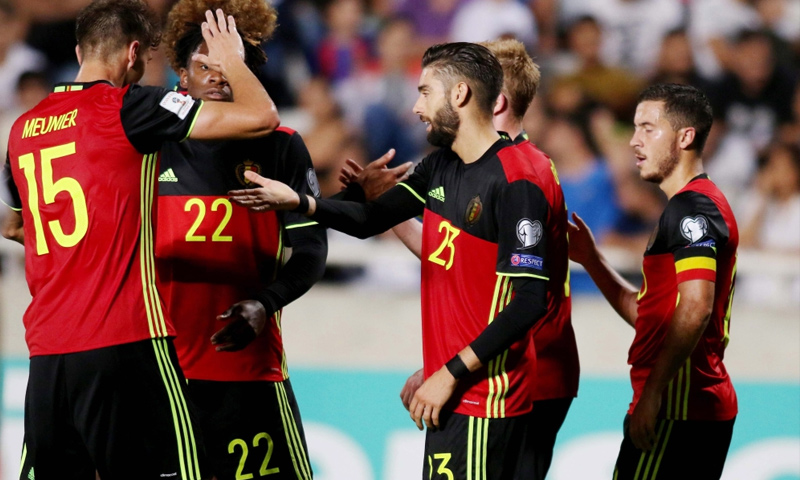 منتخب بلجيكا في التصفيات الأوروبية المؤهلة لكأس العالم (رويترز)

