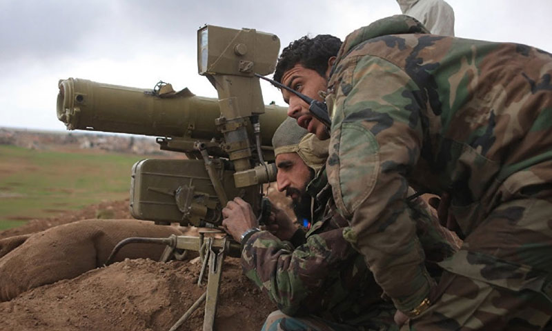 عناصر من قوات الأسد على جبهات الغوطة الشرقية - آذار 2018 (مراسلون سوريون)
