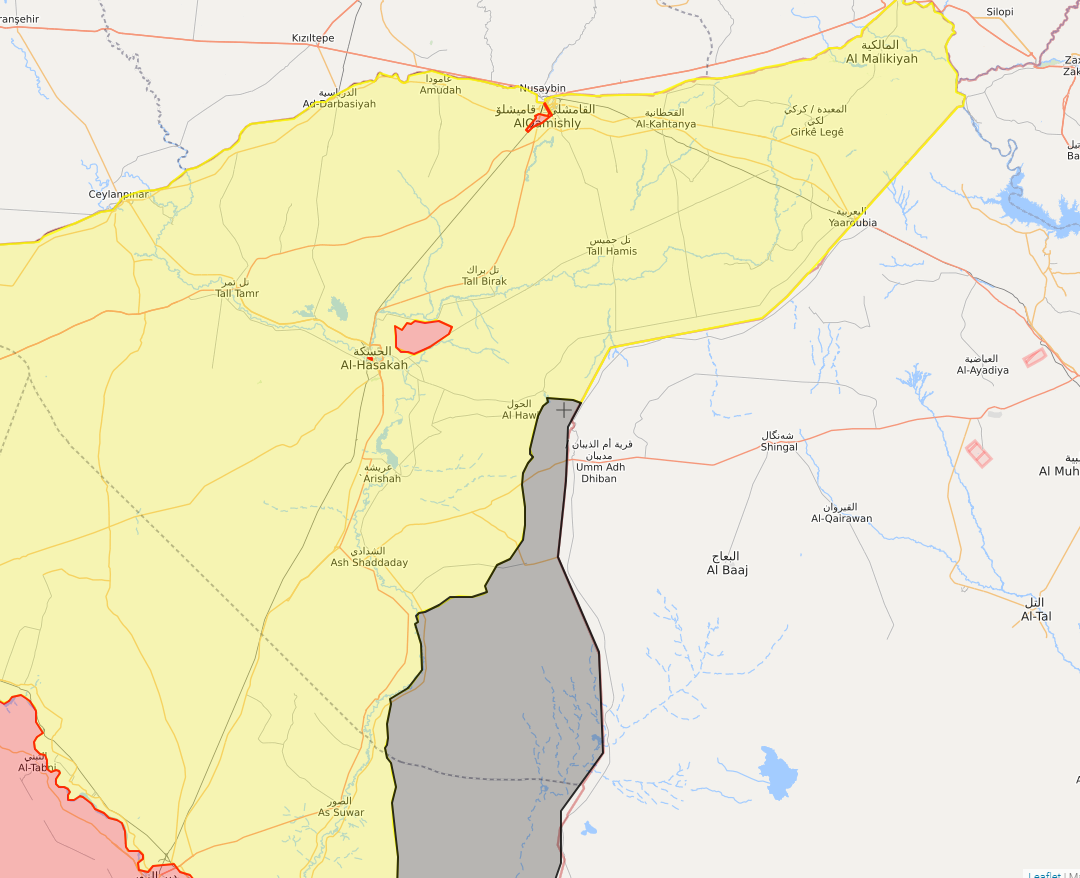 خريطة توضح نفوذ تنظيم الدولة الإسلامية في ريف الحسكة - 4 من حزيران 2018 (lm)