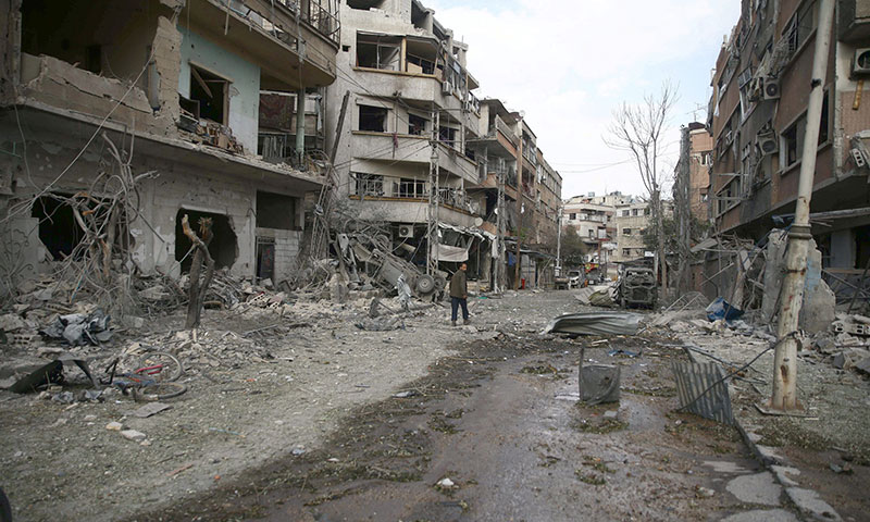 مدينة دوما في الغوطة الشرقية (رويترز)

