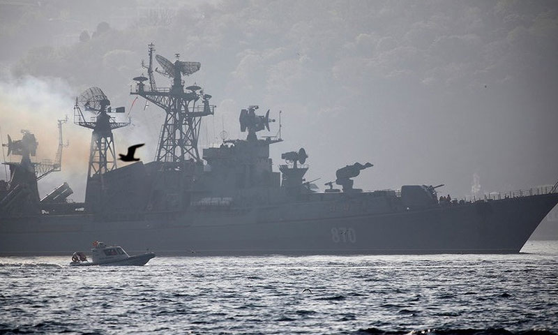 سفينة حربية روسية في مياه الابيض المتوسط (رويترز)
