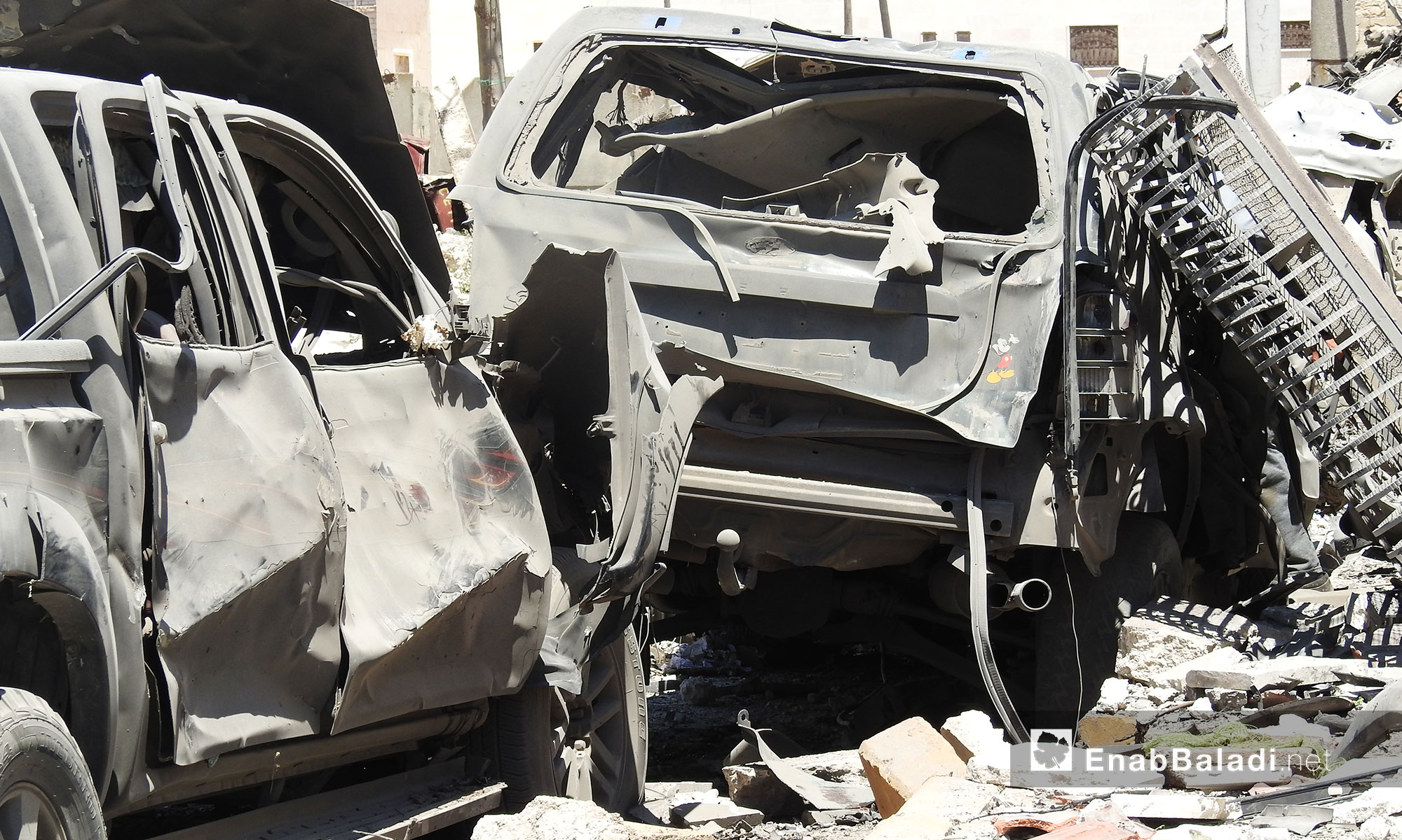 آثار انفجار سيارة مفخخة في مدينة أخترين بريف حلب الشمالي - 22 تموز 2018 (عنب بلدي)