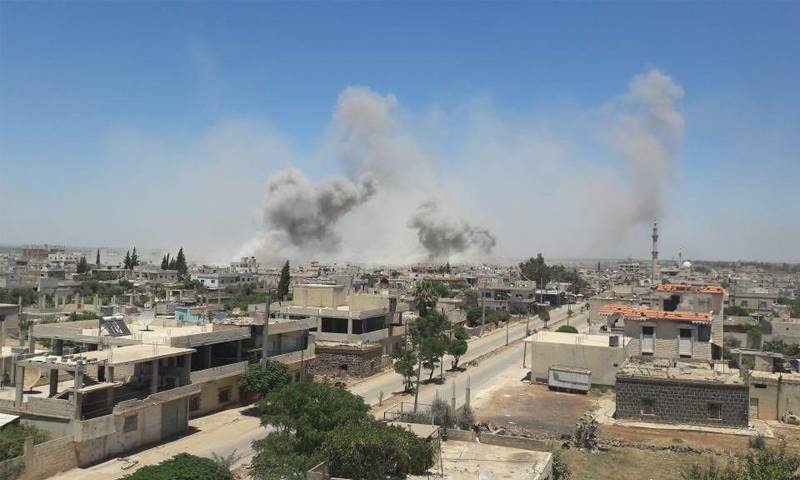 قصف على بلدة طفس بريف درعا الغربي- 1 تموز 2018 (نبأ)