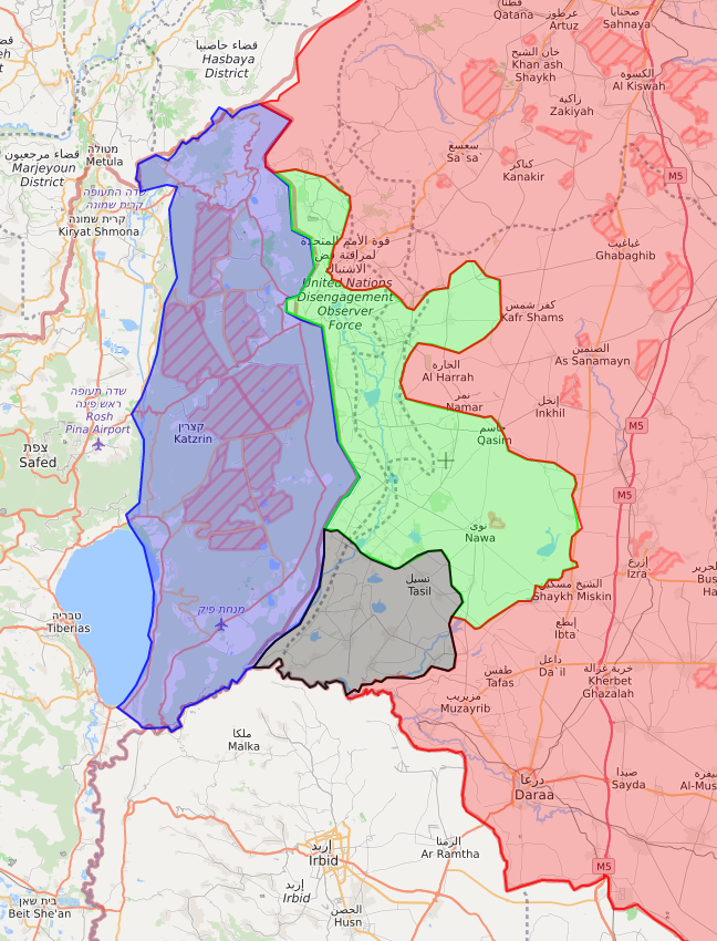 خريطة توضح نفوذ فصائل المعارضة في الجنوب السوري - 17 من تموز 2018 (lm)