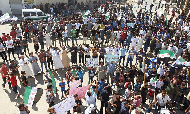 مظاهرة في بلدة اخترين بريف حلب الشمالي - 14 أيلول 2018 (عنب بلدي)