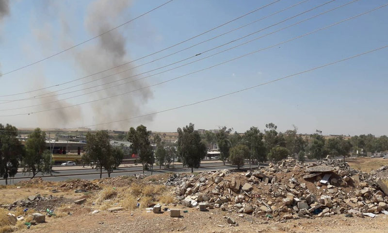 قصف مقرات الحزب الديمقراطي الكردستاني الإيراني في إقليم كردستان بصواريخ ايرانية 8 أيلول 2018 (ناشطون في تويتر)