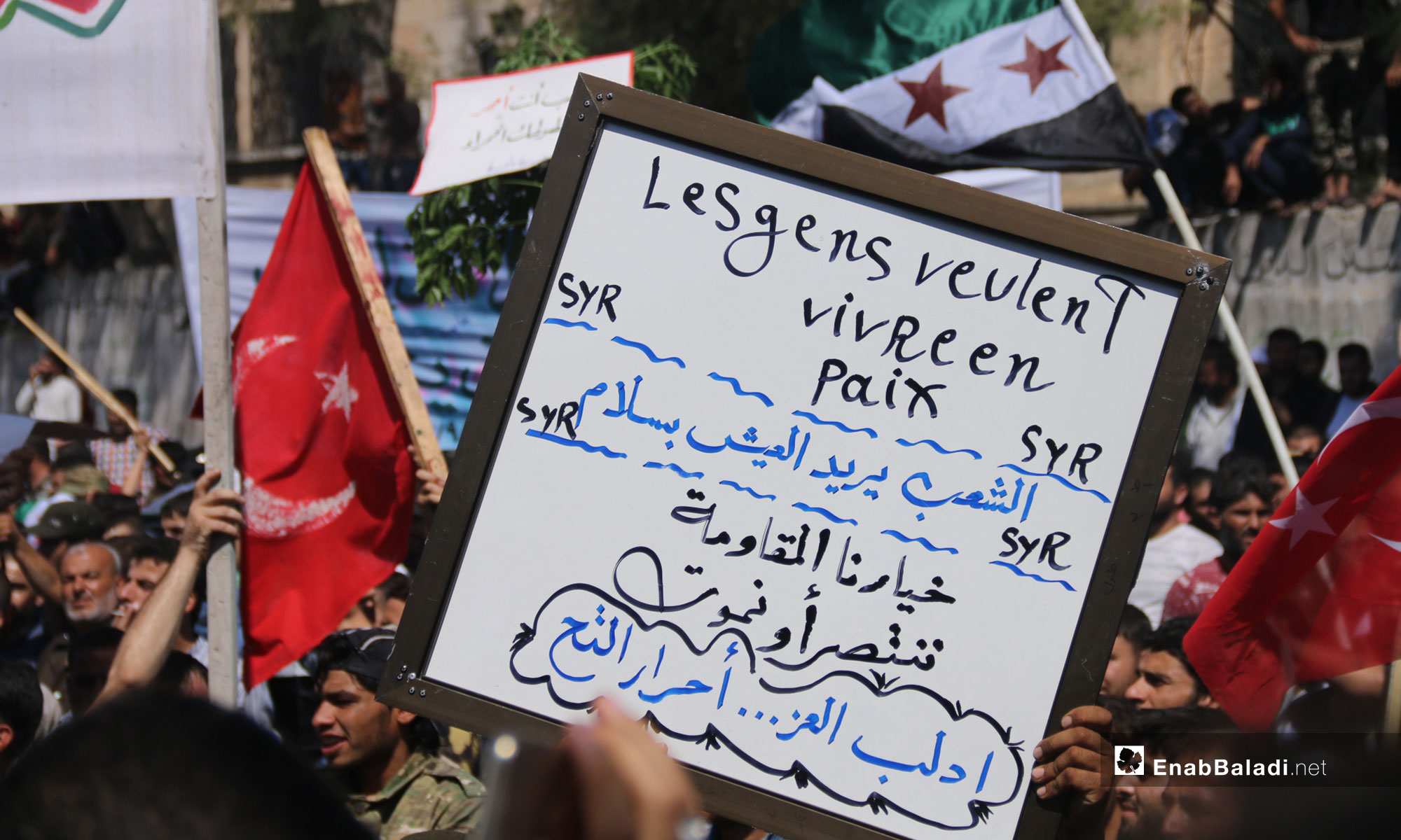 مظاهرة في معرة النعمان رفضًا للتدخل الروسي في إدلب - 7 من أيلول 2018 (عنب بلدي)