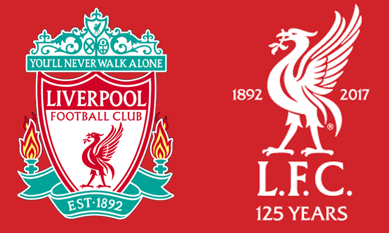 شعار نادي ليفربول الجديد على يمين الصورة (تعديل عنب بلدي)