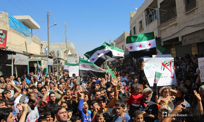 مظاهرات تنادي بأهداف الثورة السورية في مدينة مارع بريف حلب الشمالي - 14 أيلول 2018 (عنب بلدي)