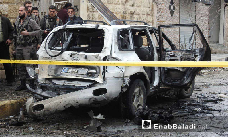 انفجار سيارة مفخخة بين مراكز صحية بمدينة اعزاز شمالي حلب 12 كانون الأول 2018 (عنب بلدي)