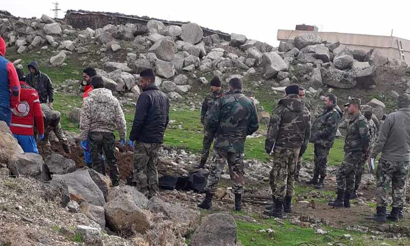 انتشال جثامين لعناصر قوات الأسد في ريف القنيطرة 17 كانون الأول 2018 (القنيطرة اليوم)