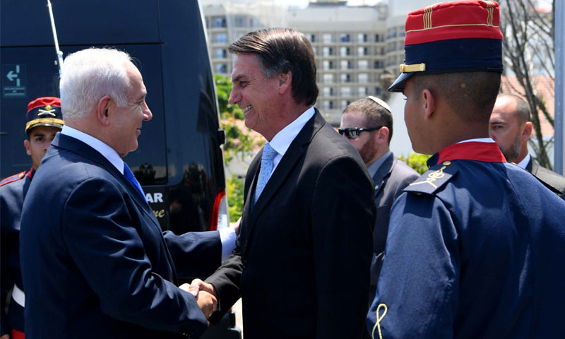 استقبال رئيس البرازيل لرئيس الوزراء الإسرائيلي 29 من كانون الأول (الحساب الرسمي لبنيامن نتنياهو "توتير")