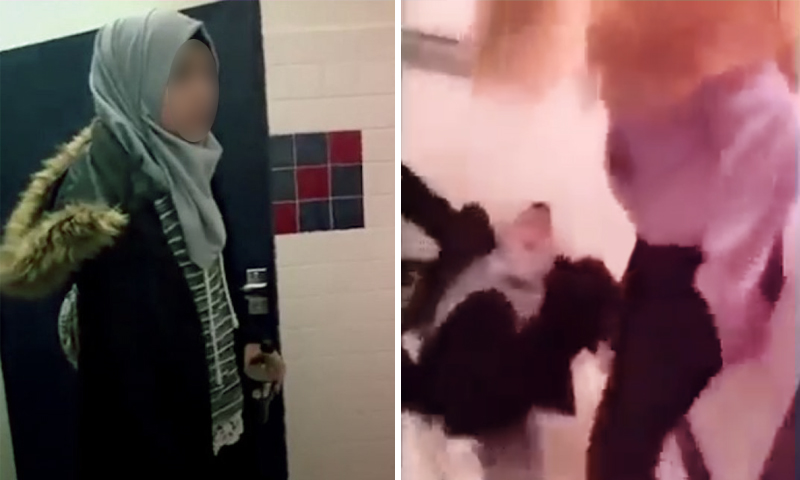 تعرض الطالبة السورية للضرب في مدرسة أمريكية 18 من كانون الأول 2108 (يوتيوب)