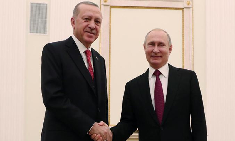 زيارة الرئيس التركي رجب طيب أردوغان إلى موسكو - 23 من كانون الثاني 2018 (AP)