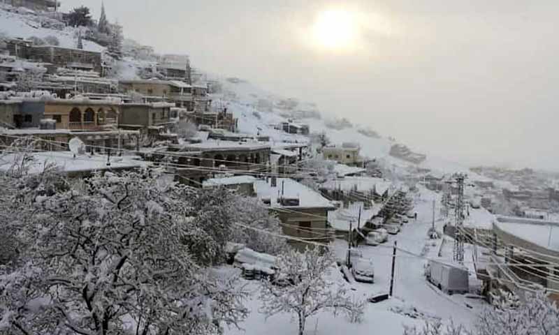 الثلوج في قرية قلعة جندل- جبل الشيخ 7 كانون الثاني 2019 (سانا)