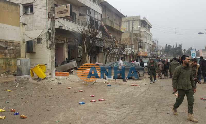 تفجير في شارع سندس وسط مدينة منبج الأربعاء 16 كانون الثاني 2019 (وكالة هاوار)