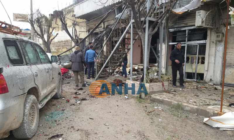 دمار في السوق الشعبي وسط مدينة منبج جراء تفجير استهدف المنطقة 16 كانون الثاني 2019 (هيرابوليس)