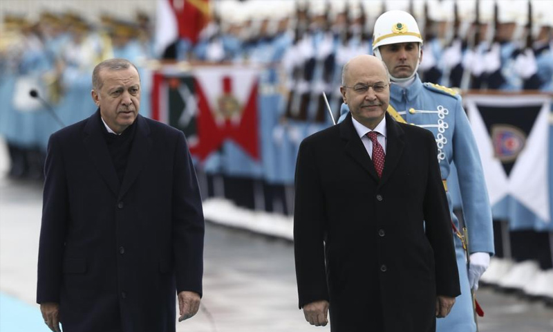 الرئيسان التركي رجب طيب أردوغان والعراقي برهم صالح- 3 كانون الثاني 2019 (الأناضول)