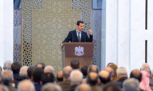 رئيس النظام السوري بشار الأسد في كلمة أمام رؤساء المجالس المحلية في دمشق - 17 شباط 2019 (رئاسة الجمهورية)
