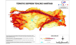 خريطة المناطق الزلزالية في تركيا (AFAD)