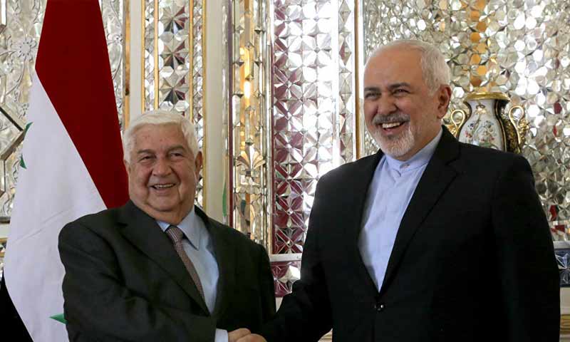 وزير الخارجية الإيراني جواد ظريف ونظيره السوري وليد المعلم في طهران- 5 شباط 2019 (AFP)