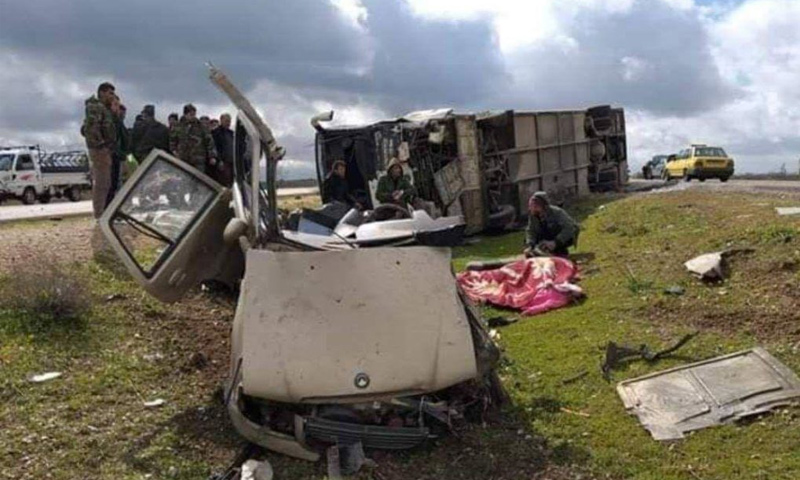حادث مروري على طريق دمشق - درعا - 9 من شباط 2019 (ناشطون عبر فيس بوك)