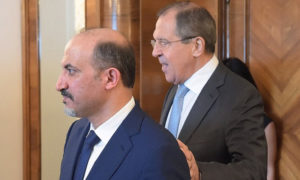 أحمد الجربا مع وزير الخارجية الروسي، سيرغي لافروف