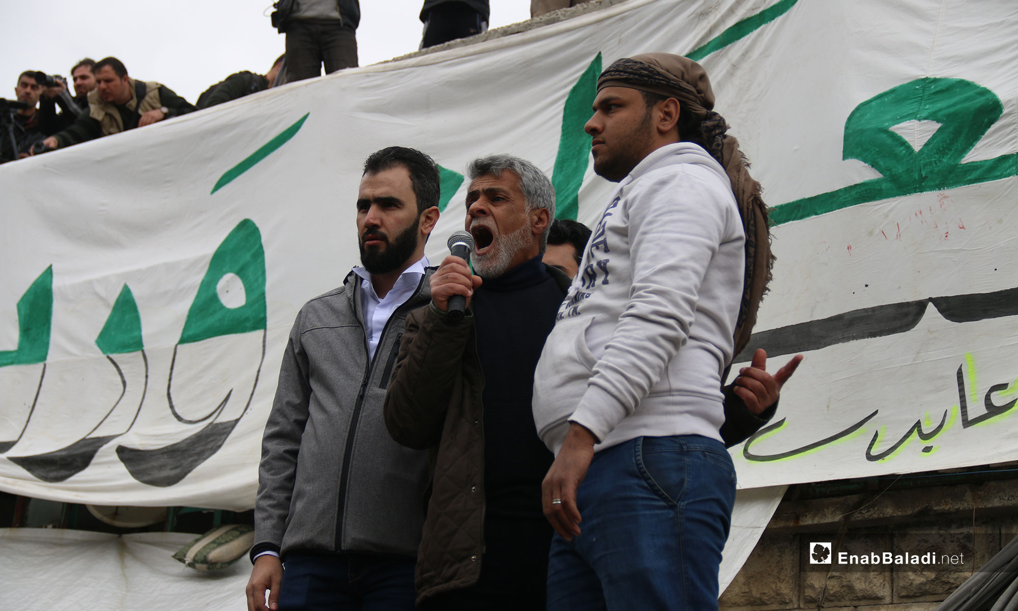 في الذكرى الثامنة للثورة السورية مظاهرة في معرة النعمان بريف إدلب - 15 من آذار 2019 (عنب بلدي)
