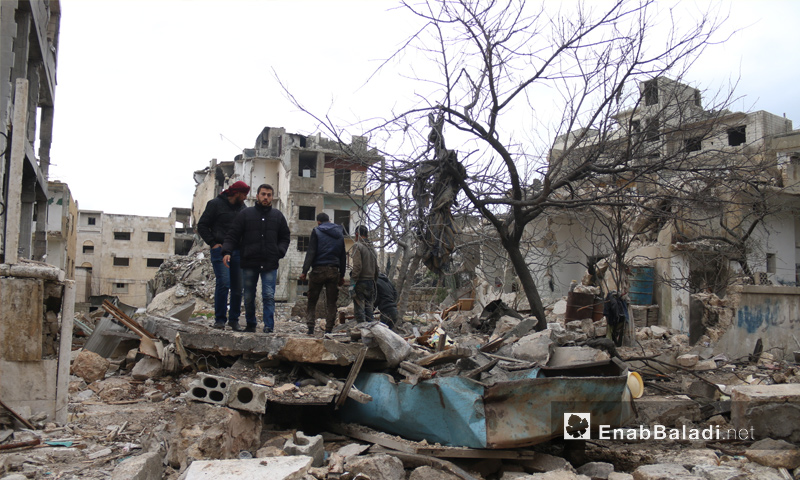 آثار القصف الروسي على مدينة إدلب - 14 من آذار 2019 (عنب بلدي)