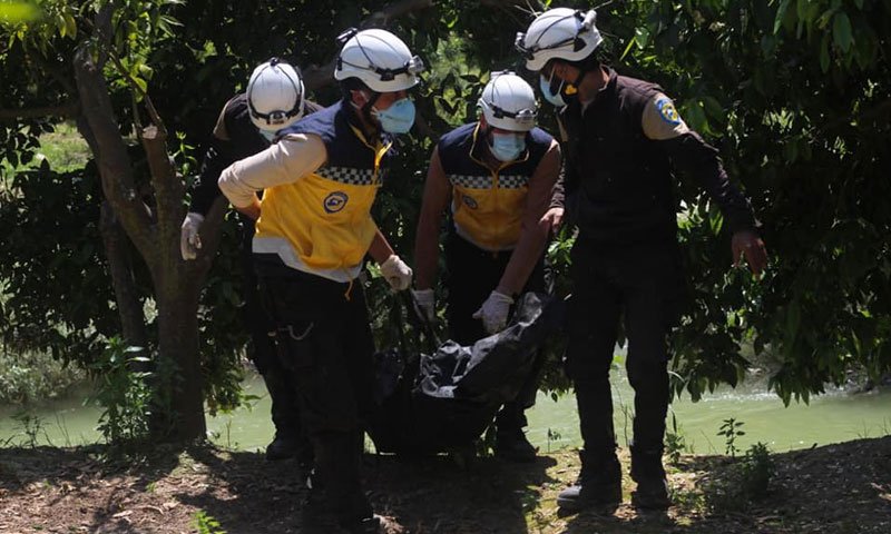 فرق الدفاع المدني تنتشل جثة طالبة جامعية غرقت في نهر العاصي في منطقة دركوش - 28 نيسان 2019 (الدفاع المدني)